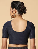 Toplot Cotton Blend Lycra Stretchable Readymade Blouses Pack Of 2 (Combo-5058-Crm-Nvy-30),Cream-Navy Blue,30,B0CV588TMZ