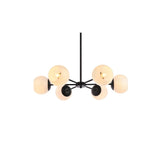 Elegant Lighting Living District Briggs 6-Light Mid-Century Metal Pendant In Black And White