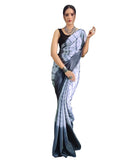 Satrani Women's Chinon Chiffon Printed & Ready To Wear Saree with Unstitched Blouse Piece (3371S331NA_Grey3)