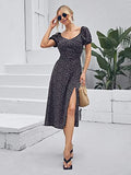 Toplot Dresses For Women Floral Print With Puff Sleeve (T-Dress-5006-Black-L),Black,,B0B3DCRYB2