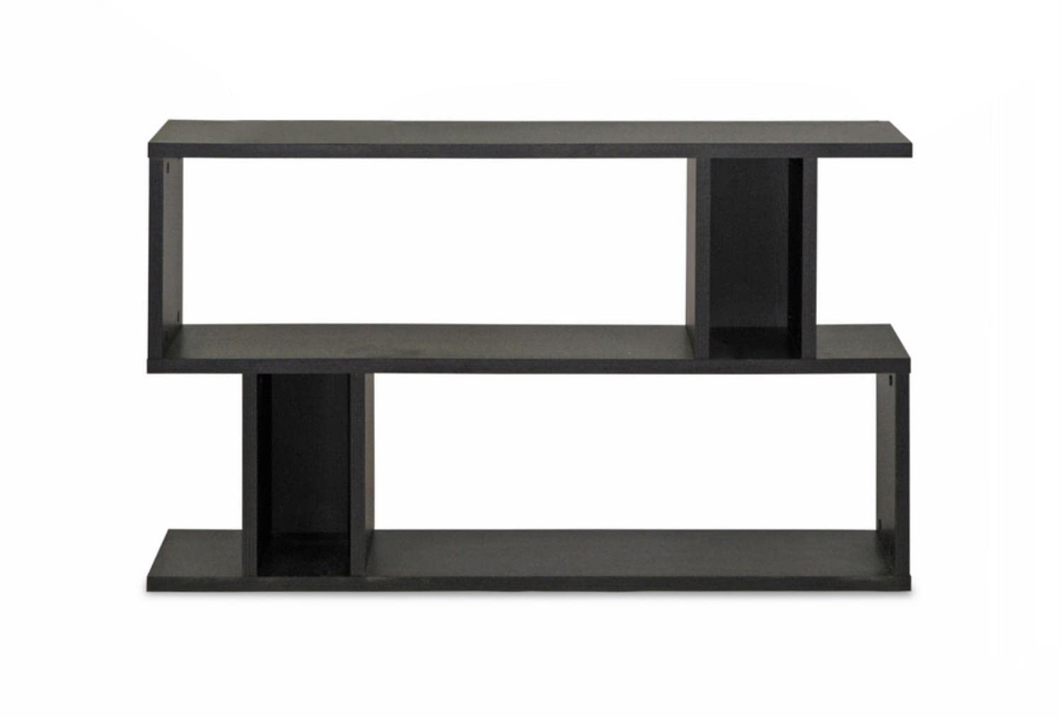 Baxton Studio Goodwin 2-Level Modern Bookshelf, Dark Brown