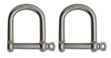 Extreme Max 3006.8225.2 BoatTector Stainless Steel Wide D Shackle - 1/4, 2-Pack