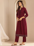 Libas Women'S Viscose Rayon Kurta Sets (400517 Maroon Xl