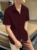 Leriya Fashion Textured Shirts for Men || Casual Shirt for Men || Shirt for Men|| Men Stylish Shirt || Men Fancy Shirt || Men Half Sleeve Shirt || Plain Shirts for Men (Medium Maroon),Maroon