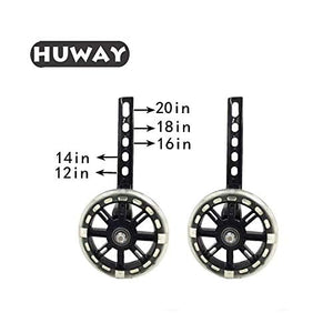 HUWAY training wheels flash mute wheel bicycle stabiliser mounted Kit compatible for bikes of 12 14 16 18 20 Inch