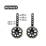 HUWAY training wheels flash mute wheel bicycle stabiliser mounted Kit compatible for bikes of 12 14 16 18 20 Inch