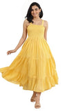 Libas Women'S Cotton Fit And Flare Midi Dress (29654_Mustard_M)
