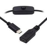 cablecc Male to Female USB Type C USB-C Cable with On Off Power Switch Button for Laptop Keyboard Raspberry Pi 4B