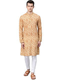 See Designs Men'S Cotton Regular Fit Printed Straight Kurta [Cream_Xxl]