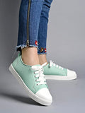 Shoetopia Smart Casual Lace-Up Green Sneakers For Women & Girls,Green,7,B0C5R8QL96