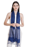 Cashmere Craft Solid Pure Rayon Women Scarf (Navy Blue)