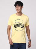 Adro Men'S Royal Bike Design Printed 100% Cotton T-Shirt - Regular Fit, Printed T-Shirts For Men (Rn24-Ryl-Ly_Light Yellow_L)