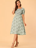Toplot Dresses For Women Knee Length With Floral Print(Dress-5107-Grey-M),Grey,,B0C4DG85CR