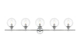 Living District Jaelynn 5-Light Iron & Glass Bath Sconce In Chrome/Clear