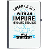 Udnag Ruled Notebook Diary Buddhism | Speak Or Act With An Impure Mind And Trouble Will Follow You, [A5 80Pages 80Gsm]