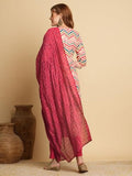 Gosriki Women'S Cotton Blend Straight Printed Kurta With Pant & Dupatta (Kamkoj Pink-Gs_Xl_Pink_X-Large),Pink,,B0D9WC5RZR