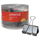 Large Binder Clips, 1 Capacity, 2 Wide, Black, 12/Pack