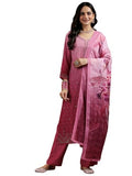 Libas Womens Embellished Muslin Straight Kurta With Trousers And Dupatta
