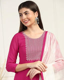 Toplot Women'S Solid Straight Kurta With Pant & Dupatta|Kurta Pant Set With Dupatta (Straight-Kurta-Pant-5197-Pink-L),Pink,,B0DCNMHDJ7