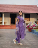 Anni Designer Women'S Cotton Blend Straight Printed Kurta With Pant & Dupatta (Majagi Blue_S_Blue_Small),Blue,S,Cotton Blend,Regular,