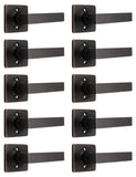 Mengico 10 Pack Square Dummy Door Handle Set,Oil Rubbed Bronze Door Handle for Closets and French Doors,Interior Door Knobs Reve