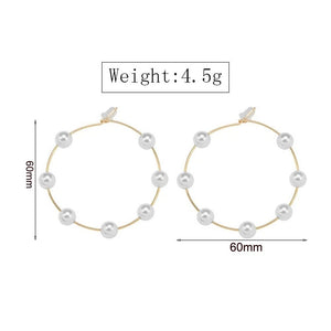 Doubnine Large Hoops Super Huge Circle Pearls Earrings Thin Dangle Gold Silver Elegant Wedding Women Accessories Jewelry Gift fo