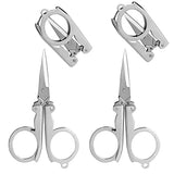 Stainless Steel Folding Portable Travel Scissors Cutter Foldable Paper String Craft Shred Scissors, 2 Pack