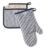 Williams-Sonoma Bay Stripe Oven Mitt & Potholder Set, Navy Blue