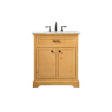 Elegant Decor Americana 30 Aluminum Mdf Single Bathroom Vanity In Natural Wood