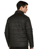 FYLTR Men's Lightweight Winter Puffer Jacket with Contrast Piping Detail - Stand Collar | Full Zipper | Side Pockets | Ribbed Hem & Cuff,Every Ebony