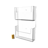 Marketing Holders Postcard Holder Wall Mount Clear Acrylic 2 Pocket Vertical Display With Hanging Hardware Organizer Literature 