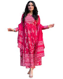 Gosriki Women'S Rayon Blend Printed Anarkali Kurta With Pant & Dupatta (Chachi Pink-Gs_Xl_Pink_X-Large),Pink,,B0DZ2WDQTH