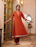 Gosriki Women'S Rayon Viscose Anarkali Printed Kurta With Pant (Karidos Orange-Vks08-Gs_3Xl_Orange_Xxx-Large),Orange,3,B0F8Q97C1C