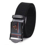 Sunshopping MenS Formal & Causal Automatic Grip Buckle Adjusted To Any Place Of The Belt Quick Release And NonSlip Nylon Black 