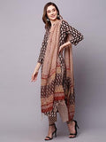 Anni Designer Women'S Cotton Blend Straight Printed Kurta With Pant & Dupatta (Nayantara Black-Sm_L_Black_Large),Black,L,Cotton Blend,Regular,