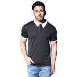 Leriya Fashion Men's T-Shirt | Cotton & Polyester Solid Varsity Inspired Regular Fit T-Shirt For Boys | Polo-Collar Neck | Perfect For Casual | Office | Outing Wear Gift For Men (XX-Large Black),Black