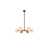Living District Briggs 6-Light Metal Pendant W/White Shade In Black And Brass