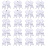 Hipcheer 20pcs 8 Large White Cheer Bows for Girls, Hand-made Grosgrain Ribbon Hair Accessories for Teen Girls Softball Cheerle