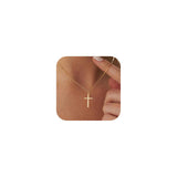 Bheop Cross Necklace for Women Trendy 14K Real Gold Plated Dainty Cross Pendant Choker Faith Charm Necklaces Simple Cute Religio