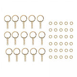ATORSE 3x15x Split Key Rings Aureate Color Keyrings with Chain Metal for Crafts DIY