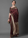 Leriya Fashion Saree For Women | Golden Saree For Women | Cotton Silk Saree For Women | Saree (Brown)