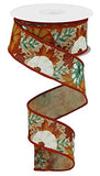 Pumpkins and Autumn Foliage Wired Edge Ribbon, 10 Yards (Light Tan, Mustard, Orange, Rust, 1.5 Inch)