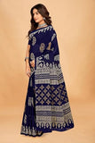 Tamaira Fashion Women'S Plain Cotton Saree (2508_Indigoblue_Indigo Blue)