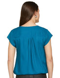 FYLTR Women's Solid Regular Fit Blouse (FYLSS23WB-024_Mediterranean Blue,Mediterranean Blue