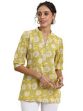 Libas Women'S Cotton Floral Regular Kurti (29614 Yellow