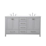 Elegant Decor Irene 60 Solid Wood And Stone Double Bathroom Vanity In Gray