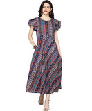 Oomph! Women'S Crepe A-Line Maxi Dress - Multi Multicolour,Multicolour,Multicolour,L