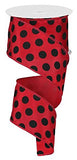 Polka Dot Wired Edge Ribbon (2.5, Black Red) 10 Yards : RG1588MA
