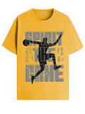 Adro Sports Design Printed T-Shirt For Men - 100% Cotton, Regular Fit, Soft Breathable Fabric. (Rn23-M-Spr-Mu_Mustard_S)