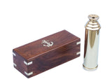 Nautical Deluxe Class Solid Brass Spyglass Telescope with Wooden Rosewood Box
